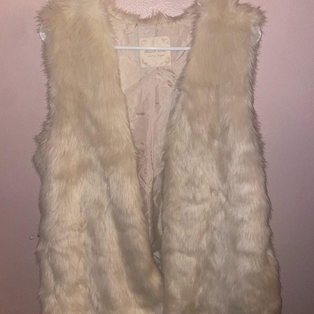 Altar'd State Cream Faux Fur Vest